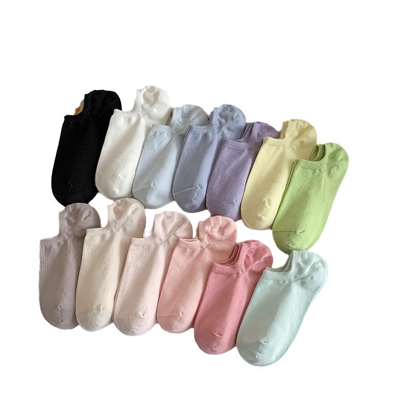 Dopamine Socks for Women, Spring and Summer, Short Solid Color, Light Mouth, Thin, Anti-slip, Non-dropping Heel Short Socks, Invisible Boat Socks