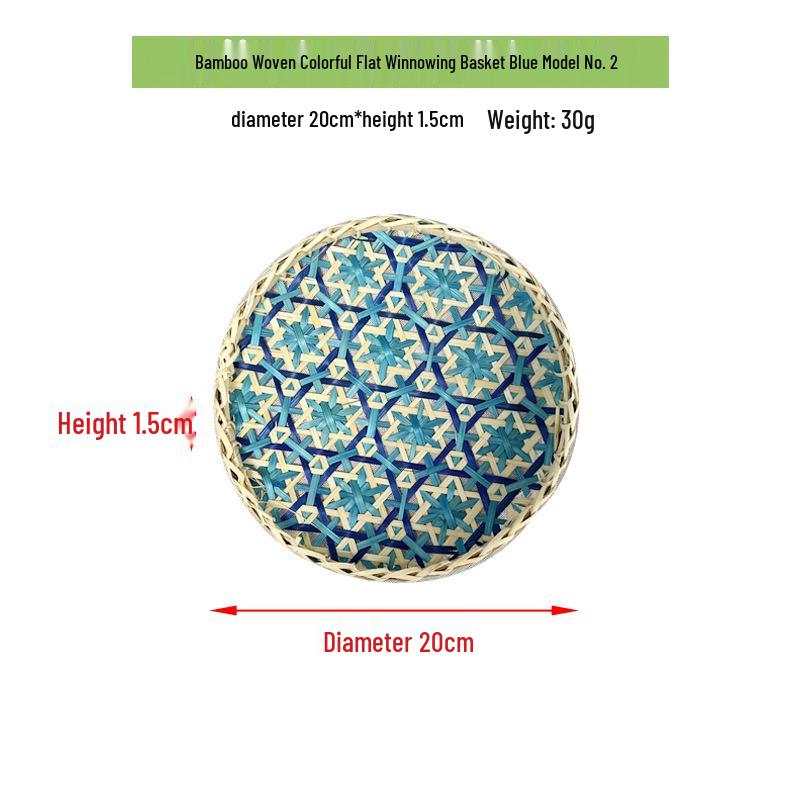 Colorful Handmade Bamboo Weaving Winnowing Basket - Round Hanging Ornament & Sieve for Kindergarten, Hotel, or Homestay Decoration