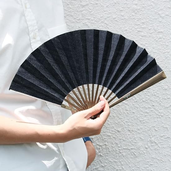 [Ginyanma] Folding Fan Men's Denim Folding Fan Okayama Denim Made in Japan High-Quality Fabric Foldi