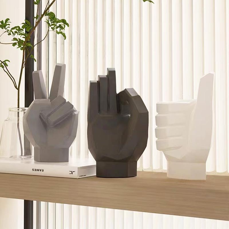 2025 New Modern Style Geometry Gesture Sculpture Resin Abstract Hand Love Statue Figurines Creative Wedding Home Living Room