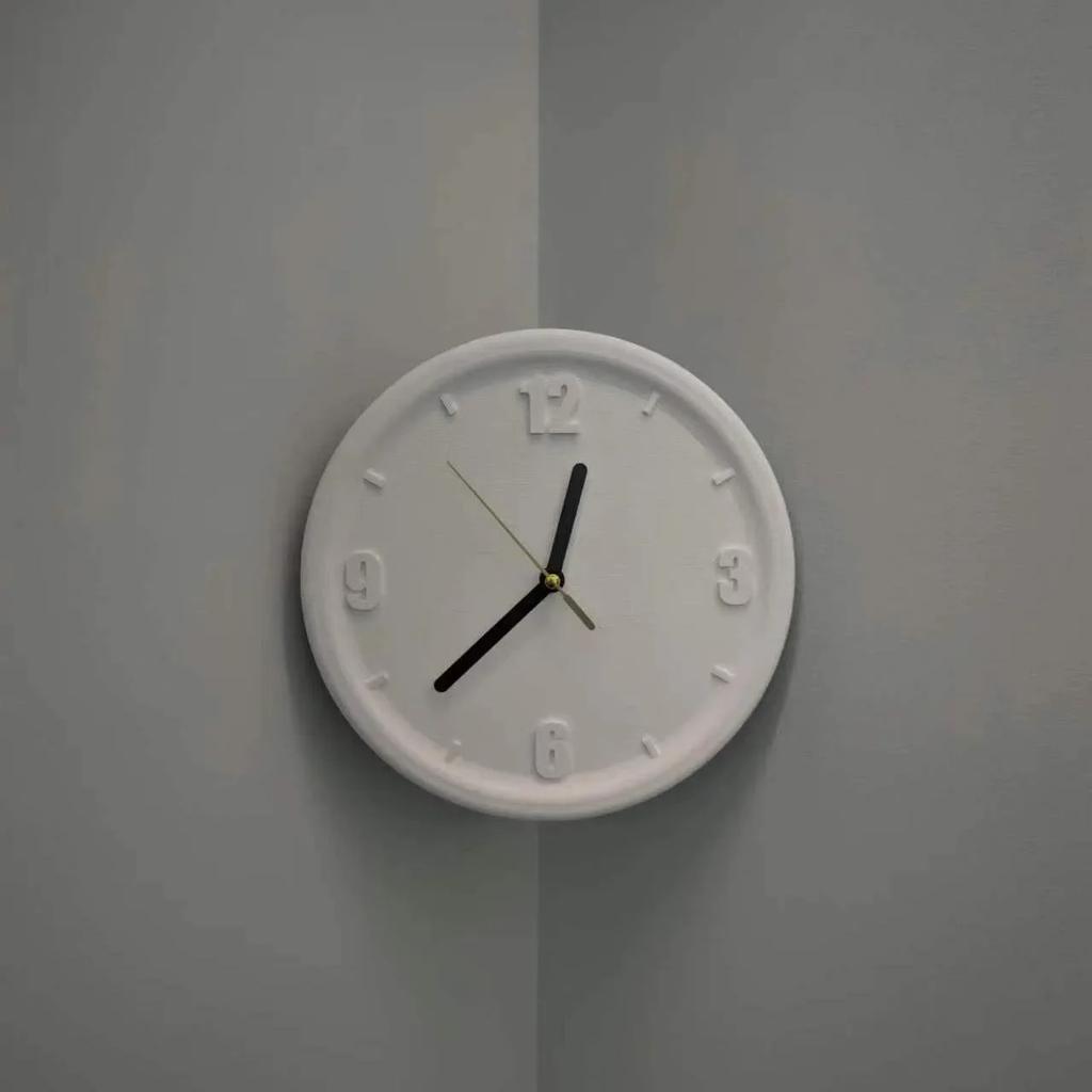 3D Printed Corner Wall Clock Decor Free Punching Silent Watch with Cover Hole Simple Modern Artistic Living Room Decoration