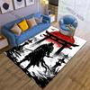 Samurai Silhouette with Red Sun Print Carpet Rug for Living Room Bedroom Sofa Doormat Home Decor Non-slip Floor Mat