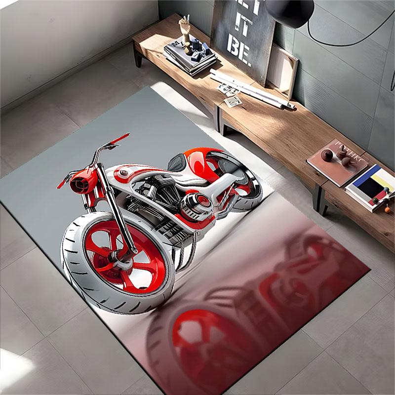 Red and White Custom Motorcycle Suitable As a Non-slip Mat for the Living Room or Bedroom Sofa