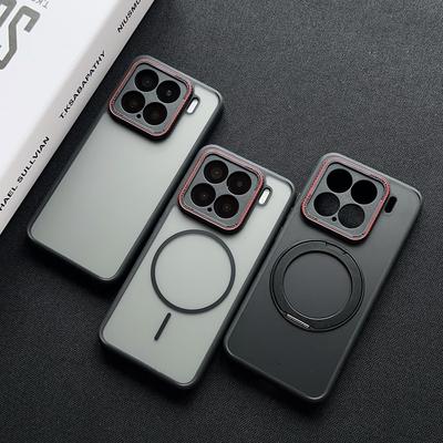 For Xiaomi 15 Ultra 15s Pro Case Magsafe Magnetic Charging Black Camera Cirlce Texture Mobile Phone Cover