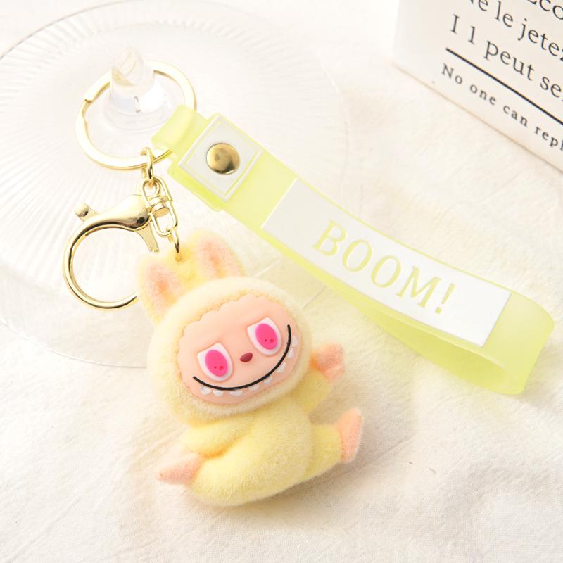 Flocking Yoga Keychain Small Pendant Cartoon Cute Doll Keychain Small Gift
