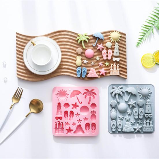 2Pcs Silicone Chocolate Baking Mold Summer Ocean Theme Shell Starfish Conch Jelly Molds Candy Making Supplies