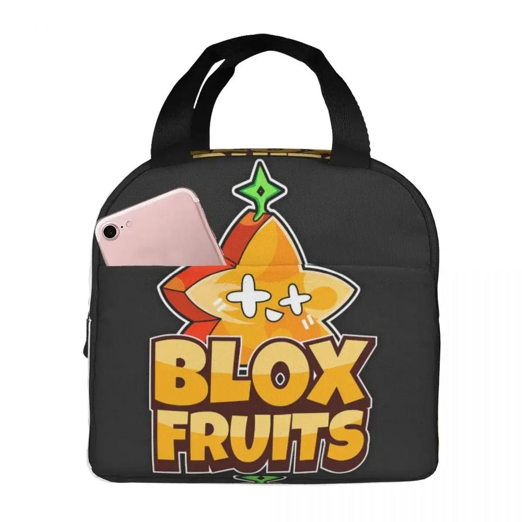 Blox Fruits Game Insulated Lunch Bag for Women Kids Portable Food Boxes Thermal Lunch Box Tote