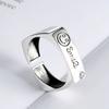 Adjustable Open Ring Women Men Sterling Minimalist Retro Smiley Face Geometric Statement Jewelry