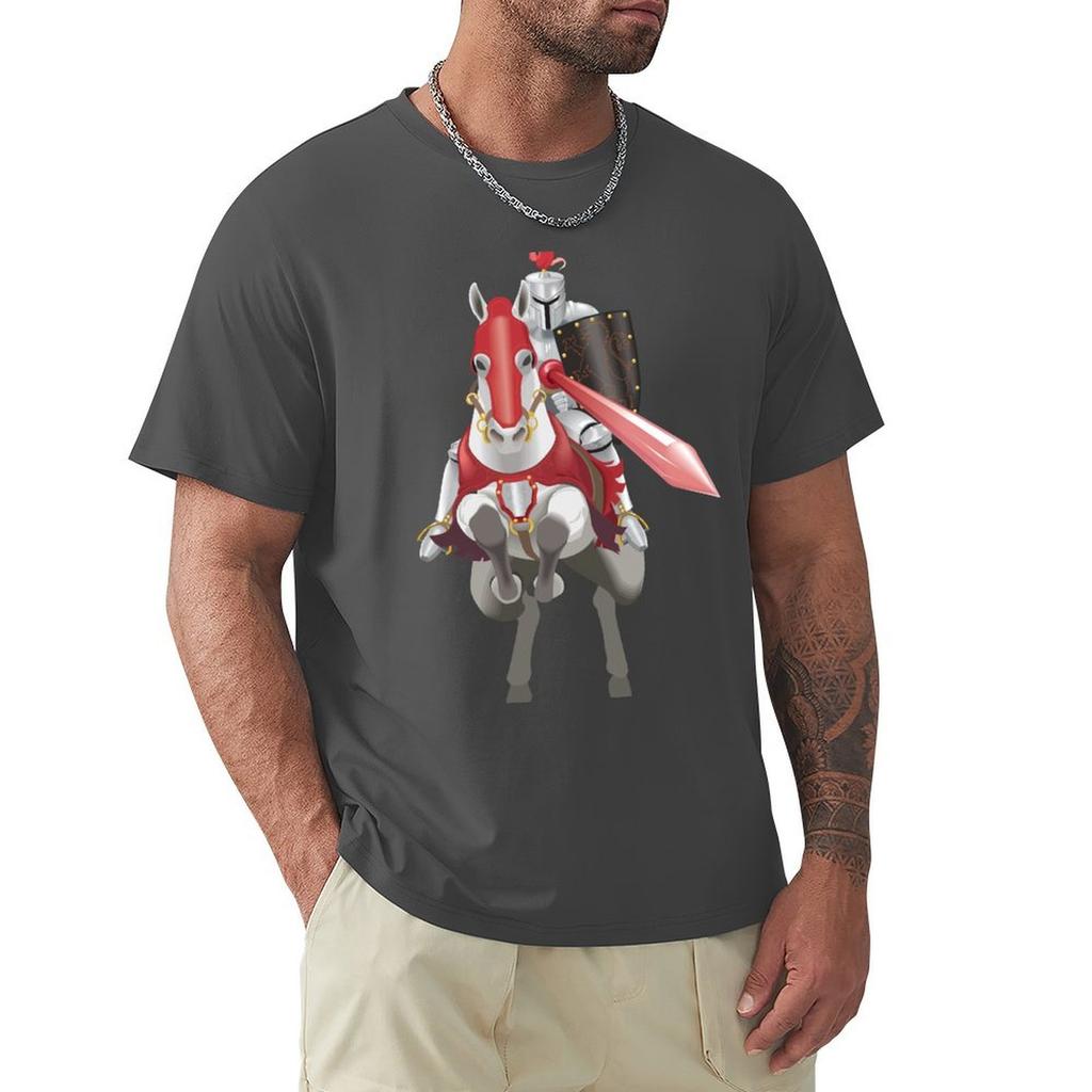 Medieval Knight In Armor On Horse T-Shirt Summer Tops Animal Prinfor Boys New Edition Fruit Of The Loom Mens T Shirts