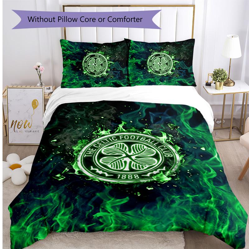 Set Biancheria da Letto Celtic FC Stampato 3 Pezzi Copripiumino Traspirante con Federe Biancheria da Letto Decorativa per Camera da Letto Casa