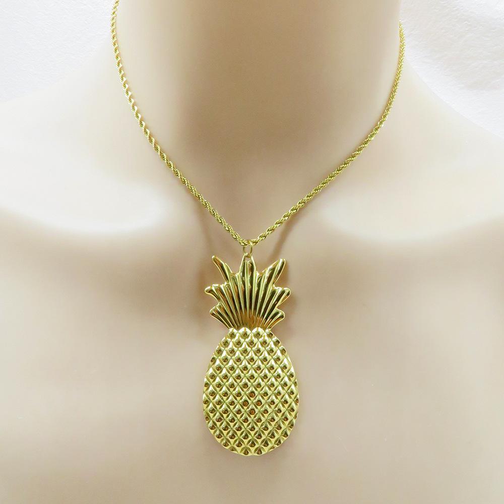 Exquisite Pineapple Pendant Earrings and 18k Stainless Steel Necklace Set