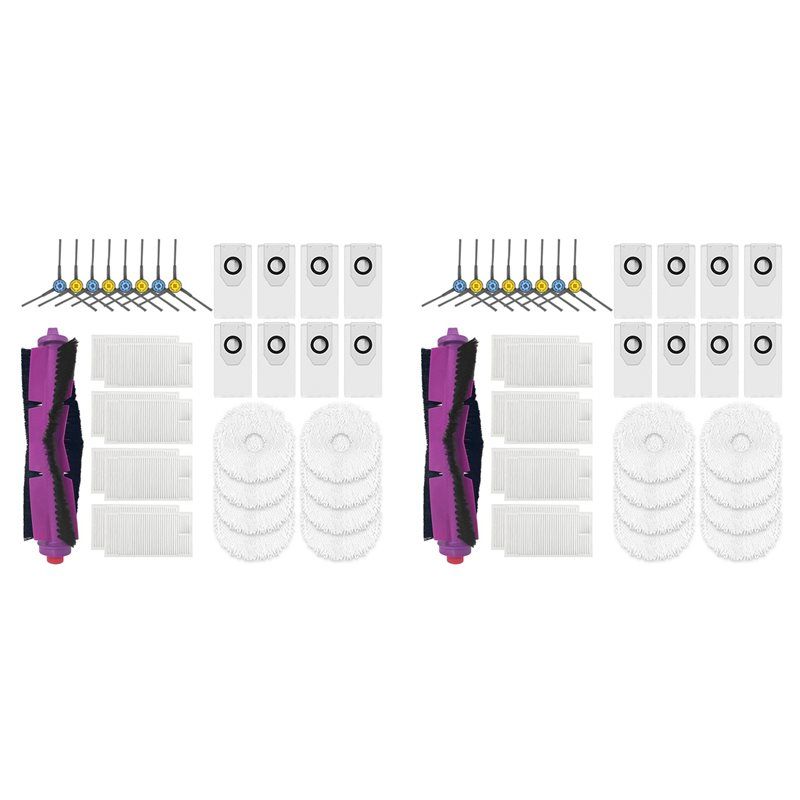 Комплект ABMH-2 для робота-пылесоса Midea V12: основная боковая щетка, HEPA-фильтр, насадка для влажной уборки, пылесборник, запасные части.