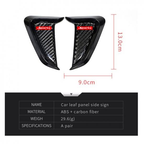 Black Carbon Fiber Look ABS Car Side Fender Ventilation Air Vent Cover Trim 2Pcs