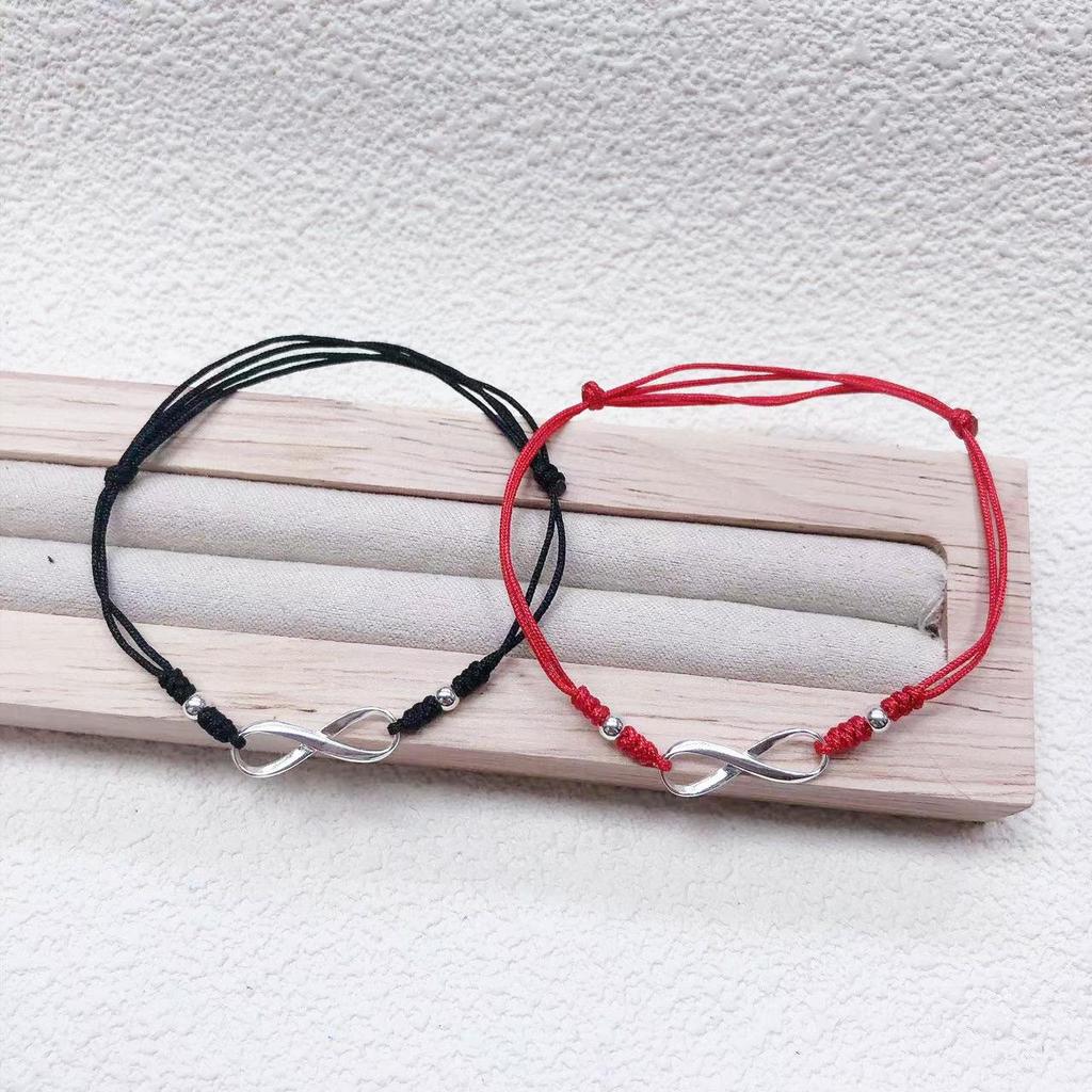 925 Sterling Silver Figure 8 Infinity Love Woven Couple Bracelet