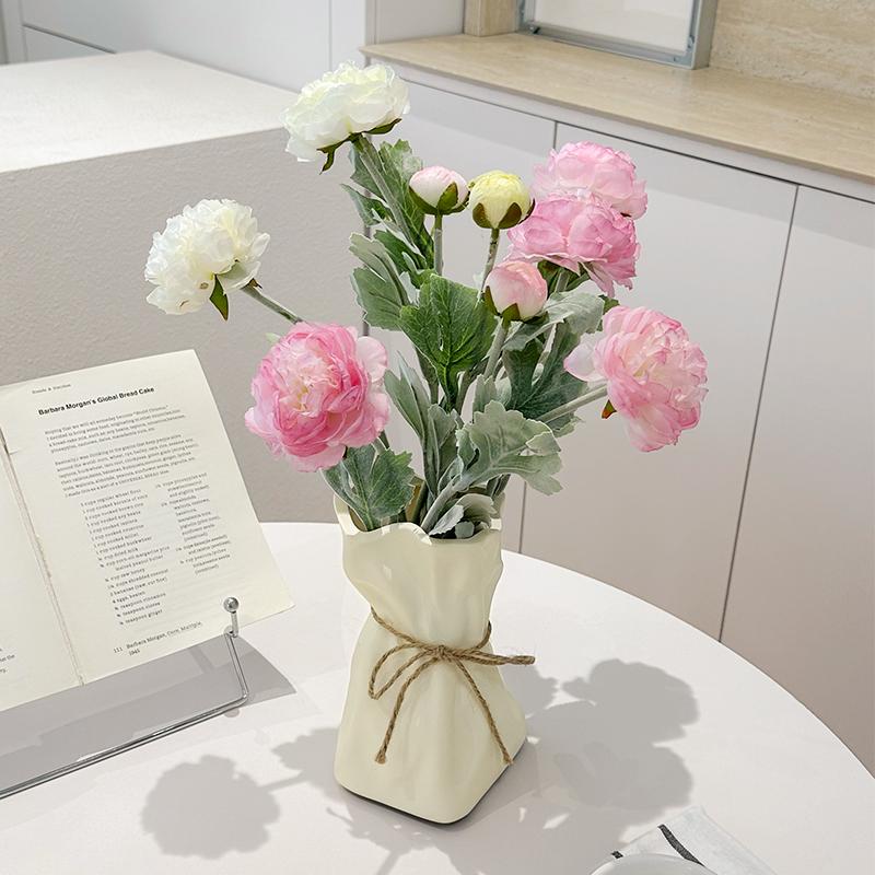 French Cream Style Vase Home Living Room Flower Arrangement Light Luxury Premium Dining Table Decoration Vase Flower Utensils