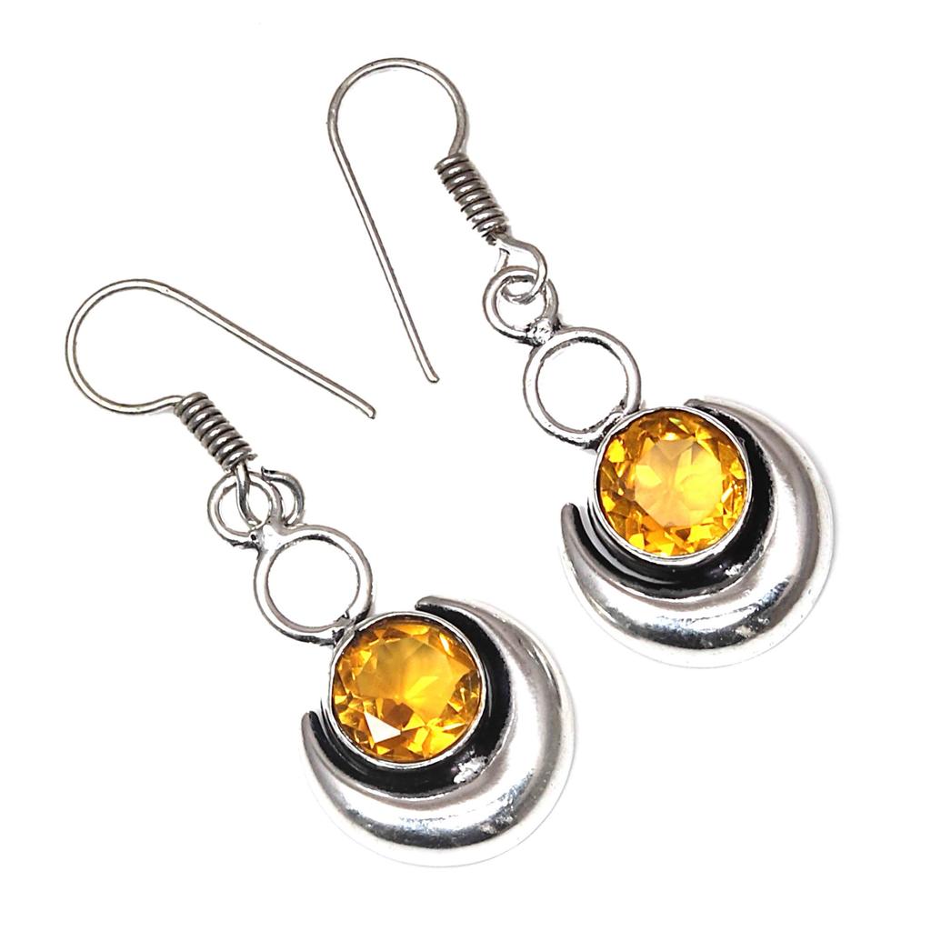 Citrine Quartz Gemstone Handmade Ethnic Jewelry Necklace Set 18-20''