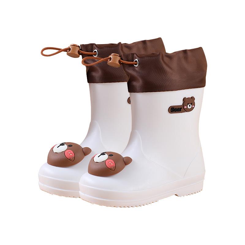 Cartoon Kids' Waterproof Non-slip Rain Boots with Drawstring