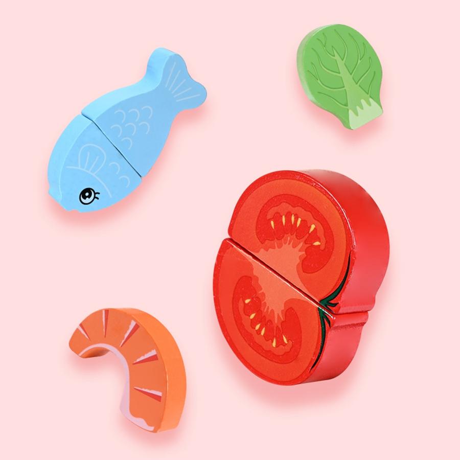 1 Set Montessori Children Fruit Cutting Toys for Girls Boy Fine Motor Training Playing House  Kitchen and Vegetable Cutting Toys