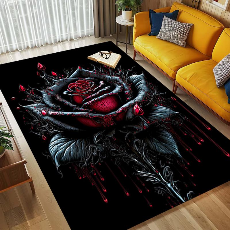 Gothic Rose Living Room Nonslip Area Rug Soft Carpet For Bedroom Game Playroom Sofa Office Home Decor Doormat Christmas Gift C930164