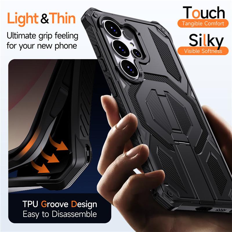 The new mobile phone case is suitable for Samsung S26Ultra anti-drop S25 magnetic belt bracket A57 armor protective case.