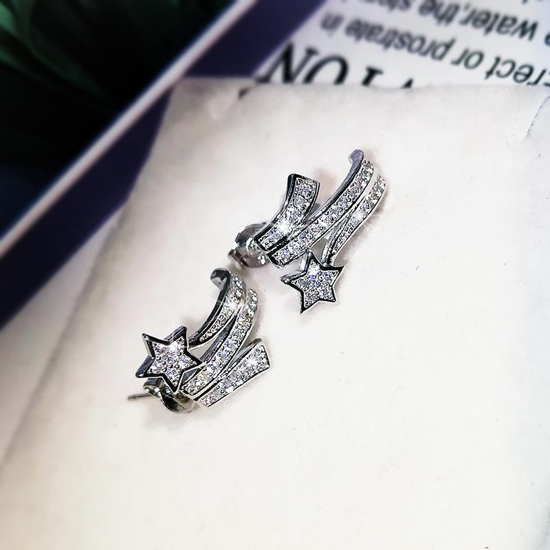 Fashion Temperament Zircon Micro-Inlaid Star Earrings Ear Bone Clip For Women Wedding Party Engagement Jewelry Gift