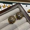 Vintage Medieval Earrings Women'S Russian Gold Inlaid With Colored Diamonds Hemisphere Cross Earrings Atmospheric High-End Earrings