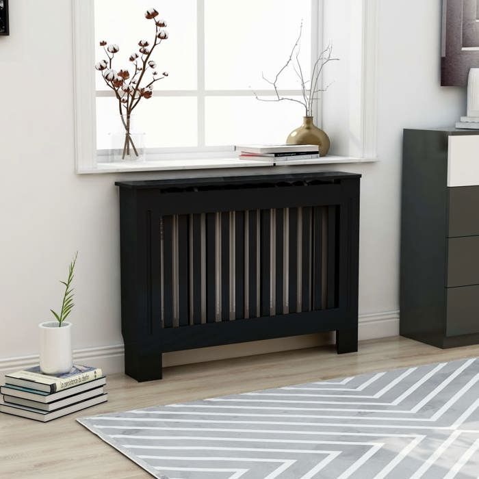 Cache-radiateur Noir - VidaXL - 112x19x81 cm - MDF - Espace de rangement pour livres et ornements