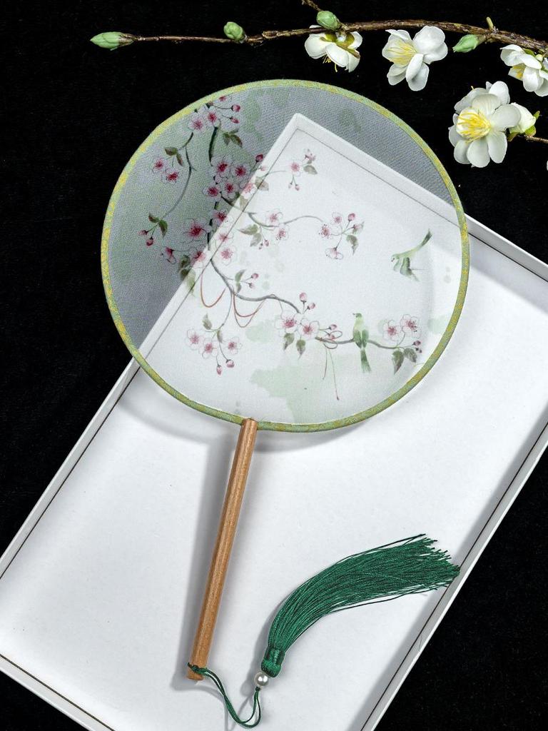 Translucent Ancient Style Round Dance Fan for Hanfu Costumes - Women's Classical Chinese Craft Fan