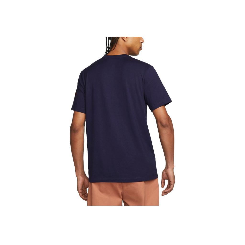 Nike Solid Color Letter Print Round Neck Straight Short Sleeve T-Shirt Men Tops Dark-Blue FD1048-498