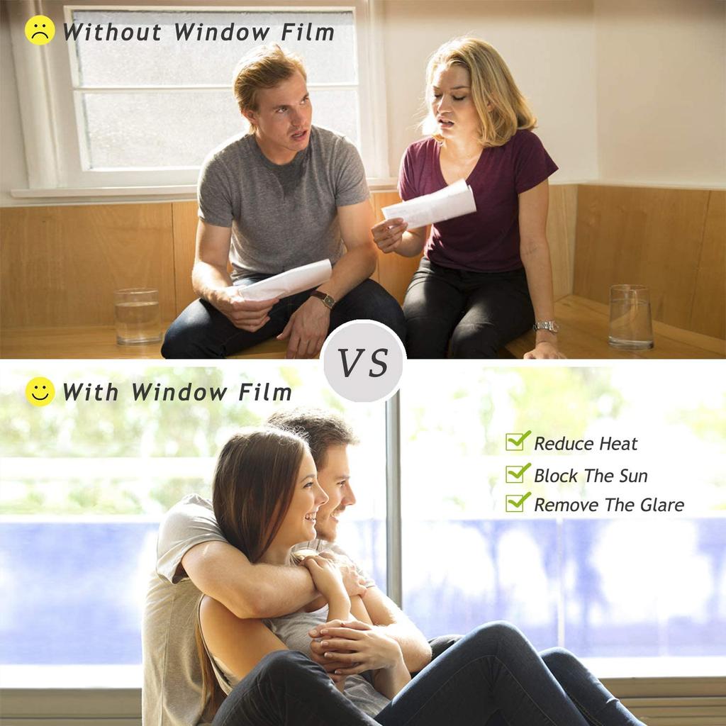 Window Tint for Home, One Way Window Film, Privacy Mirror Film Self-Adhesive Window Tint Film Heat Control Anti UV