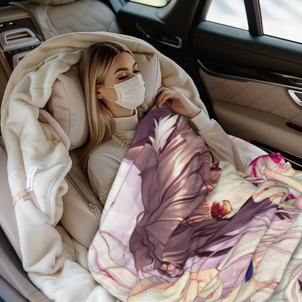 Nekopara Anime Chocola Vanilla Blanket   Fuzzy Throw Blanket Airplane Travel Decoration Lightweight Bedsprea