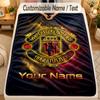 Flannel BlanketManchester United Custom Name Text Personalized Soft Warm Throw Blanket Home Decor Gift