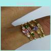 Elegant Gold Plated Gemstone Rings For Women In Stunning 4 In 1 Set