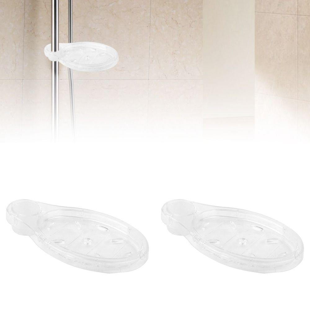 2 Pack Oval Shape Soap Holder Plastic Soap Storage Tray Easy Install Soap Rack  Shower Rail