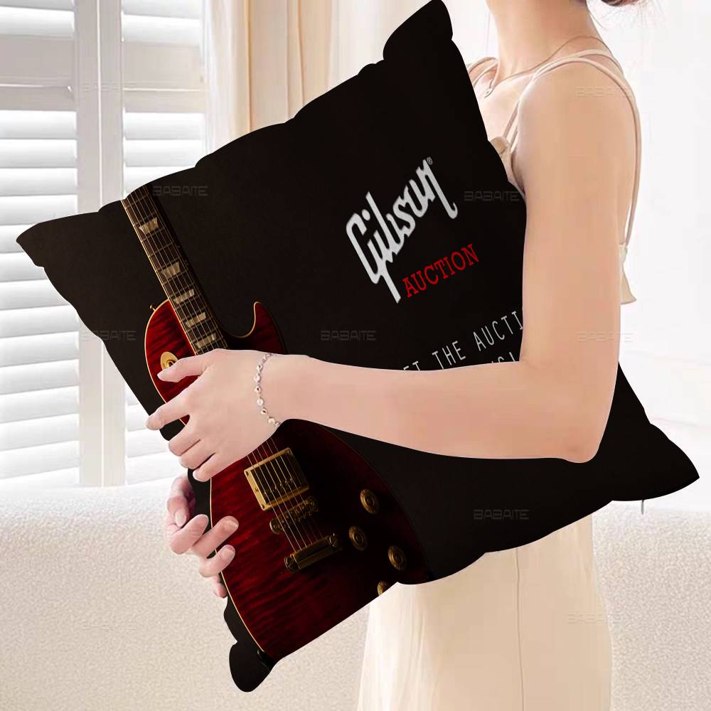 Gibson Guitar Logo Cushion Cover Pillowcase Upholstery Sofa Throw Pillow Home Decor Pillowcas