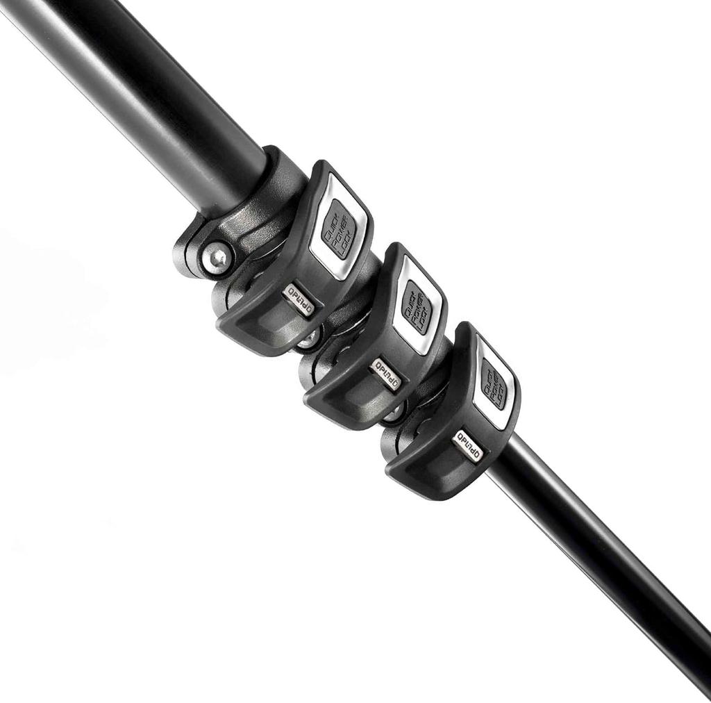 Manfrotto 190 Pro Aluminum Tripod Head Kit Maximum 173cm Storage Height 62cm Weight Load Capacity 12kg Smartphone Clamp Included JP A00018BMN