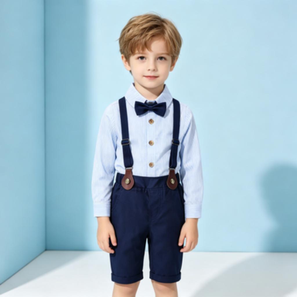 Boys' Multicolor Striped Bearer Suit Set for Fall Weddings