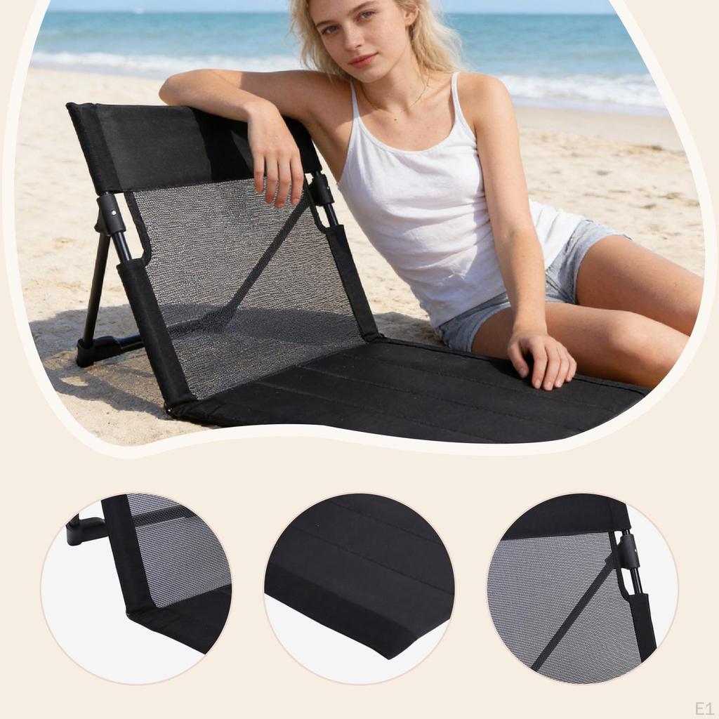 Beach Chair Portable Foldable Lounge Mat Floor with Backrest Outdoor Reclining Support Adults