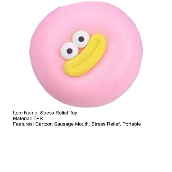 Cartoon Sausage Mouth Stress Ball Bun Squeeze Fidget Big Eyes Steamed Toy Soft Stretchy Decompression Dumpling