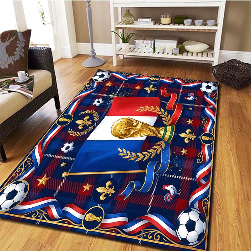 World Cup Football Pattern Square Carpet,Area Rug,Carpet Rug for Living Room Bedroom Sofa Playroom Decor,Non-slip Floor Mat,Holiday Birthday Gifts