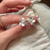 New Alloy Three-dimensional Flower Versatile Small Fresh S Silver Flower Pearl Stud Earrings