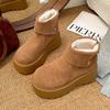 Platform Heels Women Snow Boots Comfort Height Increase Keep Warm Cotton Short Booties Winter Women's Plush Shoes