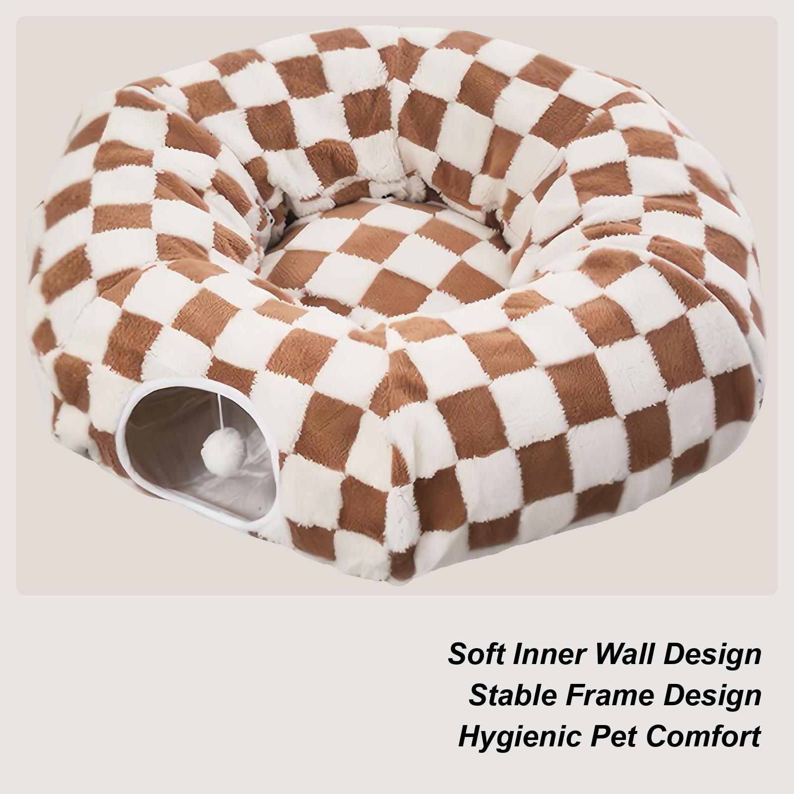 Cat Donut Tunnel Washable Cute Nest Cat Tunnel Donut Kitten Bed For Kitten Puppy Small Dog Bunny Pet Enrichment Indoor Bedroom rosso