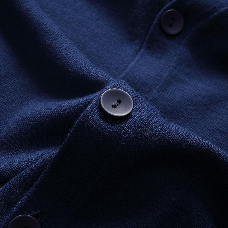 Men's Solid Color Knit V-Neck Cardigan Sweater - Spring/Autumn Business Outerwear