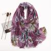 Fashion Printing Flower Tassel Shawl Cotton Viscose Scarf Women Beach Sunscreen Shawl Muslim Hijab Wrap Headscarf