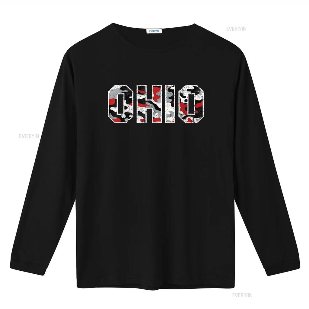 State Of Ohio Ohioan Trendy Distressed Camo Designs T Shirt Vintage Washed Stretched Streetwear Breathable Fashion