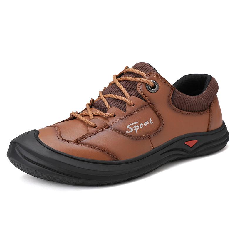 Autumn men's casual shoes first layer cowhide men's shoes genuine leather outdoor hiking shoes platform non-slip mountaineering shoes men's tide