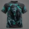 Men's Summer Halloween Cool and Spooky Werewolf Print Short-Sleeve T-Shirt Fashionable Trendy Streetwear Short-Sleeve T-Shirt