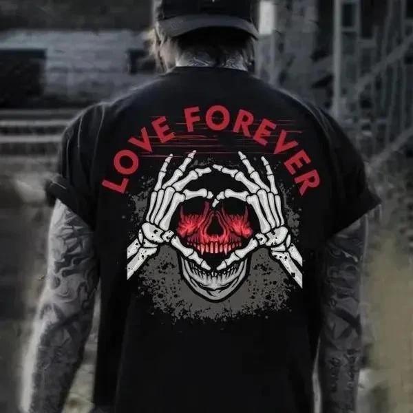 LOVE FOREVER Skeleton Finger Heart T-shirt M