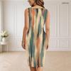 Women s Plus Size V Neck Sleeveless Printed Bodycon Midi Dress